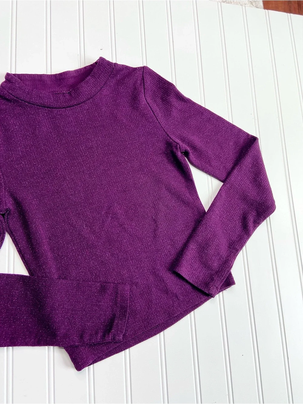 •Justice• plum sparkle mock neck top